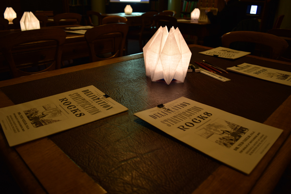 The examination papers. Custom-made lamps added to the Victorian atmosphere